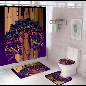 4 piece melanin shower curtain set.